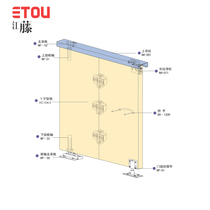 ETOU Japan Japanese wooden kitchen bathroom Two four folding doors Hardware accessories Guide pulley