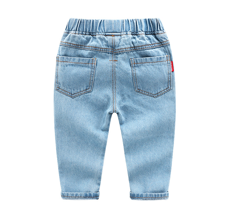 Quần bé trai giản dị quần jeans bén màu 2018 thu đông phiên bản mới của Hàn Quốc cho bé quần bé ngố hoang dã quần jean bé trai thu đông