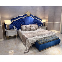 French copper gold-plated bed Caspari solid wood double bed European luxury shell gold foil villa large bed luxury