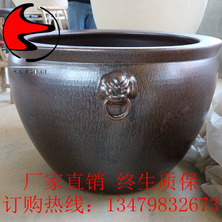 Jingdezhen ceramic big tank koi fish tank retro extra large living room lotus tank courtyard fortune feng shui lion ear