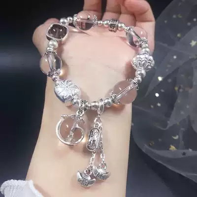 Design new Brazil imported natural white crystal S925 sterling silver fashion simple atmosphere personality hand female
