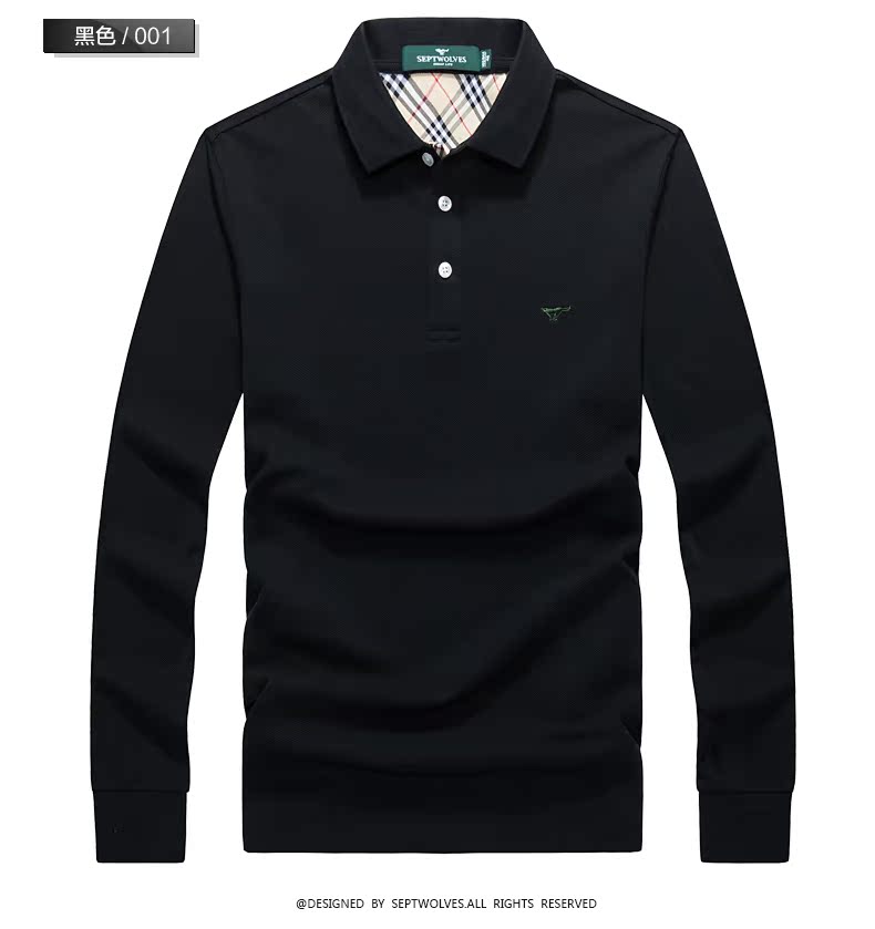 Áo thun dài tay cho nam bảy con sói Áo sơ mi nam POLO 2018 mùa thu mới cho nam áo cotton công sở nam áo polo nam