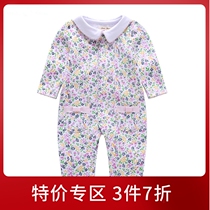 AuroMesa baby underwear jumpsuit spring and autumn female baby long-sleeved crawling clothes pastoral floral rompers out clothes