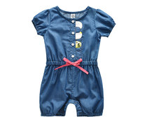 AuroMesa newborn jumpsuit summer thin section female baby short-sleeved denim romper baby romper to go out