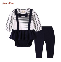 AuroMesa baby jumpsuit spring and autumn baby triangle romper suit striped college style newborn long-sleeved
