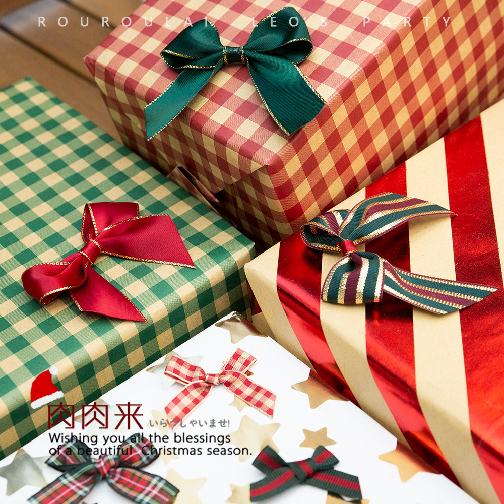 DIY handmade bow Christmas gift box hemp rope ribbon gift flower decorative packaging accessories