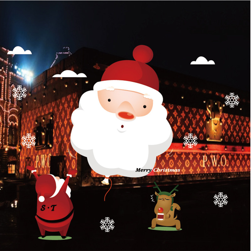 Christmas window sticker No glue static sticker Christmas decoration layout shop glass sticker