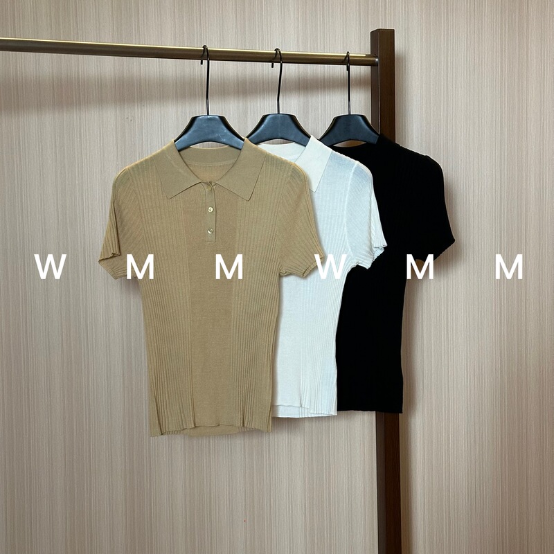 Wmm Solid Color Polo Short-Sleeve Knit Top for Women, New Casual Versatile Fashionable Comfortable Slimming Top