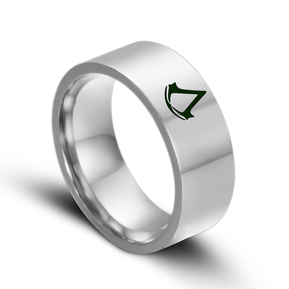 Phiên bản tiếng Hàn của vòng titan thép hipster vòng thép không gỉ đơn Assassin Creed ring Bột sát thủ phải đơn giản mịn màng nhẫn vàng 24k