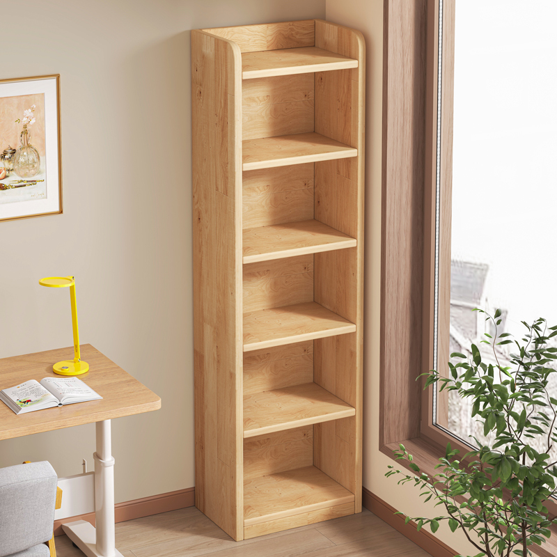 Solid Wood Corner Bookshelf, Floor-Standing Storage Rack, Pine Narrow Gap Cabinet, Children's Home Storage Cabinet, Simple Bookcase for Living Room