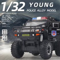 Police car toy six-wheel 110 alloy shock-absorbing off-road police car model ornaments little boy childrens toy car