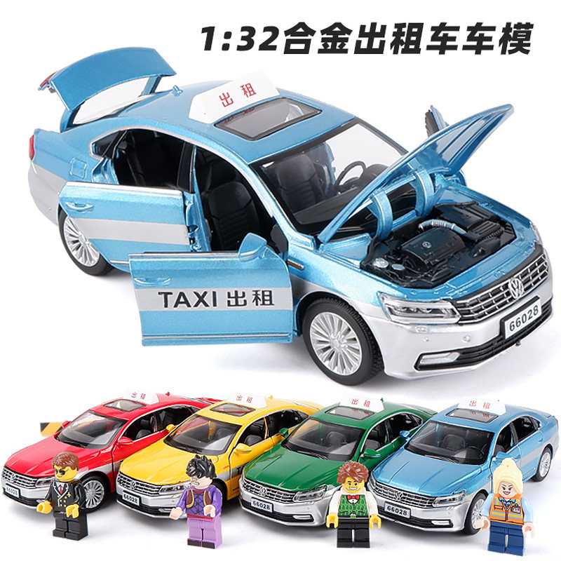 Children Taxi Alloy Toy Car Die Back Force Small Car Boy With Voice Door Taxi Toy Car Model