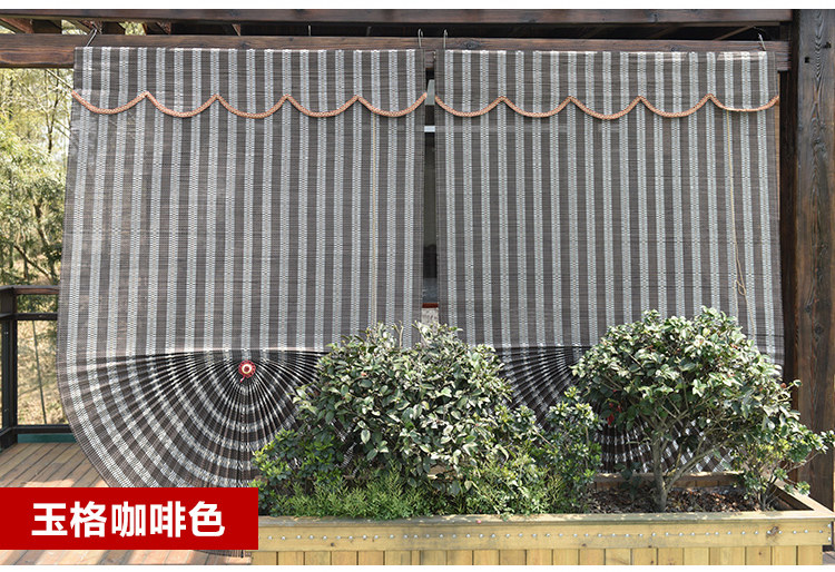 Шторы рулонные 定制日式竹帘窗帘卷帘遮阳升降扇形帘成品罗马帘酒店饭店竹门帘 Old GE plait