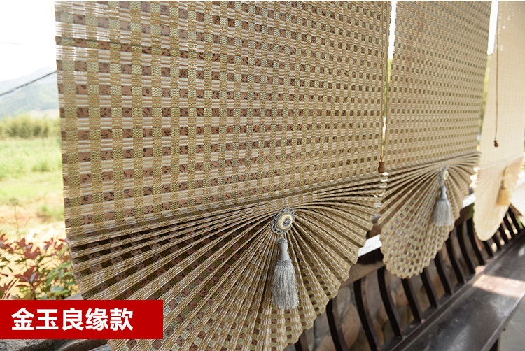 Шторы рулонные 定制日式竹帘窗帘卷帘遮阳升降扇形帘成品罗马帘酒店饭店竹门帘 Old GE plait