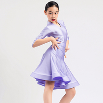 Song Liberia Latin dance suit female children children V collar split fishbone large pendulum skirt custom race standard stipulation suit