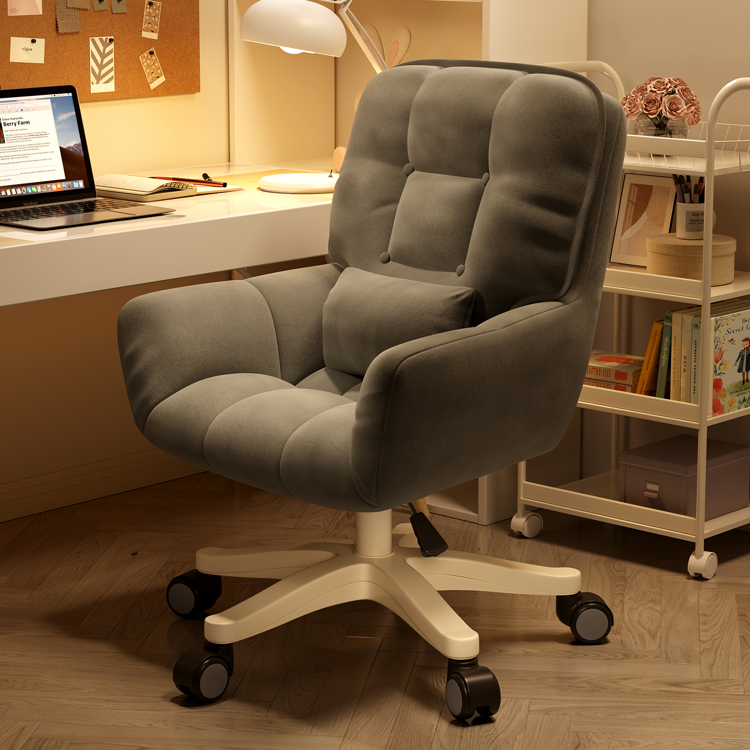 Computer chair comfortable for long sitting desk chair student home office chair girl bedroom dorm room backrest lifting swivel chair-Taobao