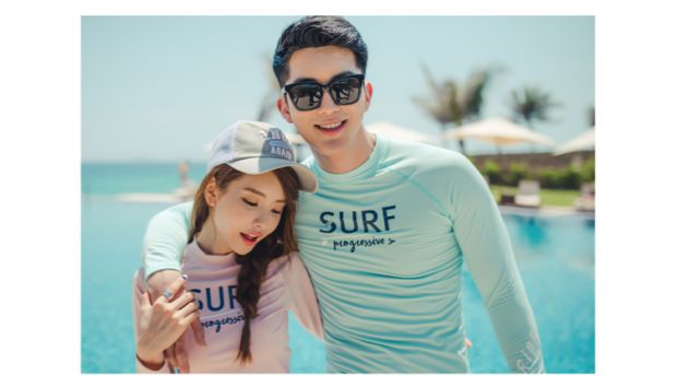 Bộ đồ lặn nữ dài tay áo tắm chống nắng sứa quần áo chia ống thở phù hợp với cặp đôi phù hợp với đảo quần áo lướt sóng nam 	đồ đôi đi biển màu trắng	