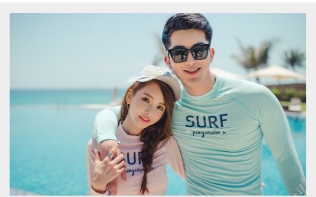 Bộ đồ lặn nữ dài tay áo tắm chống nắng sứa quần áo chia ống thở phù hợp với cặp đôi phù hợp với đảo quần áo lướt sóng nam 	đồ đôi đi biển màu trắng	