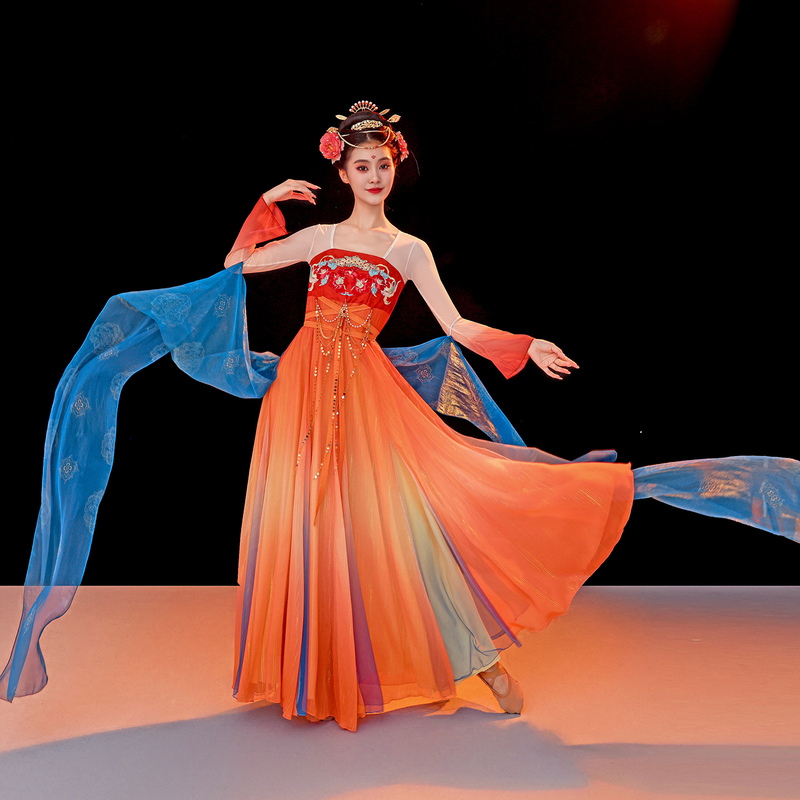 Tang Dynasty Night Banquet Dance Han-Tang Classical Dance Body Rhythm Female Xia Hui Same Style Performance Costume Flowing Double-Sided Yan Xun Chinese Style Tang Dynasty Night Banquet Dance Han-Tang Classical Dance Body Rhythm Female Xia Hui Same Style Performance Costume Flowing Double-Sided Yan Xun Chinese Style