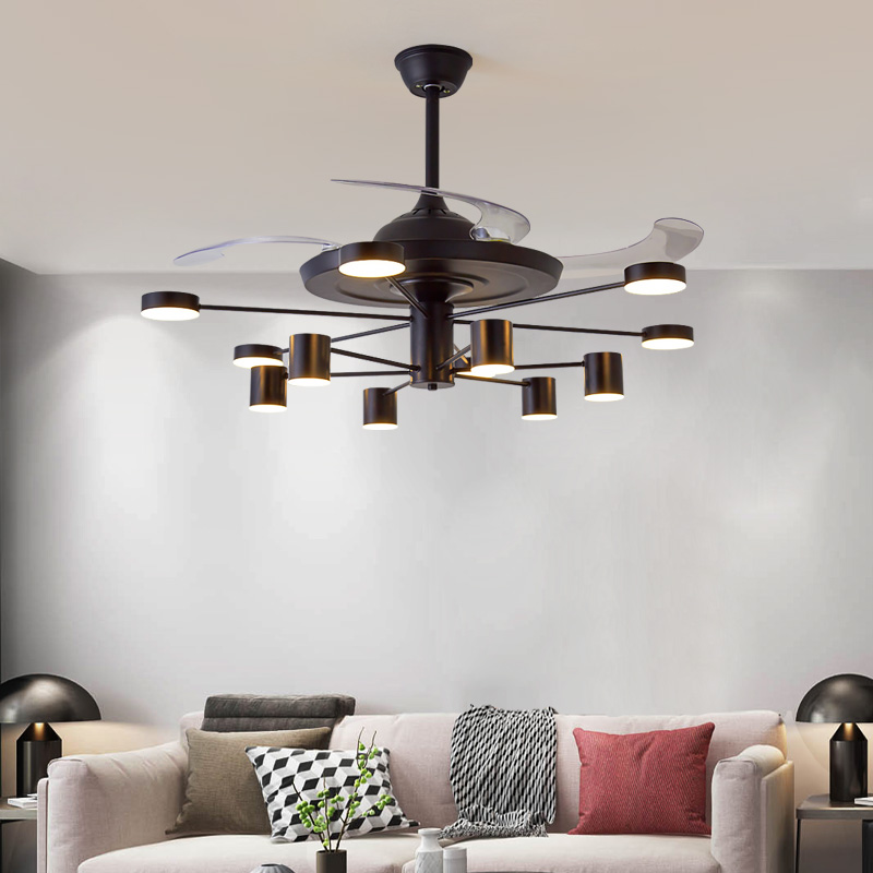 New Nordic living room chandelier invisible ceiling fan lamp Dining room lamp Simple modern household creative light luxury ceiling fan lamp