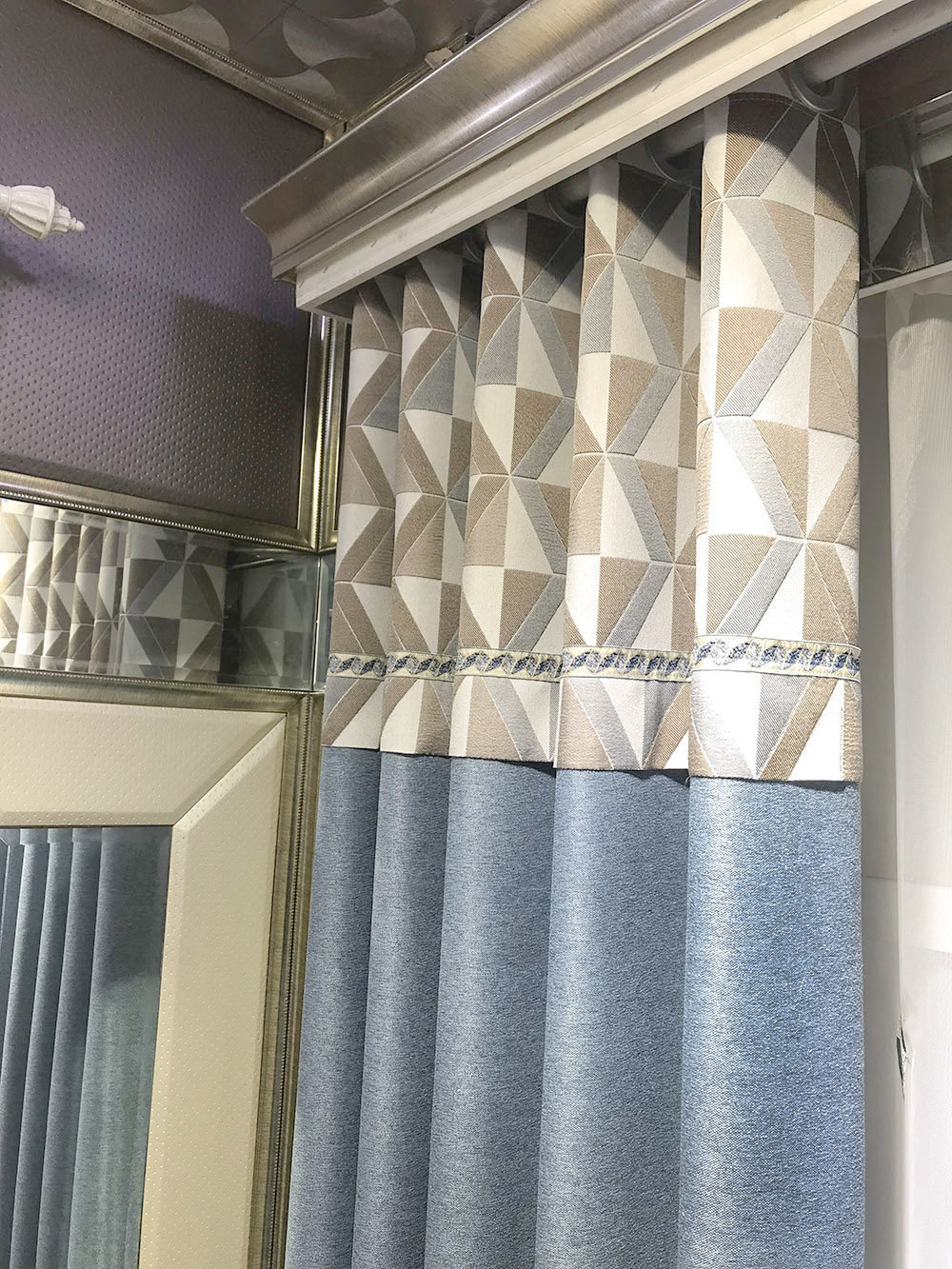 Curtain Finished Products Thickened Shading Air Conditioning Insulation Plaid Pure Color Splicing Brief modern shading to pick up 3 2
