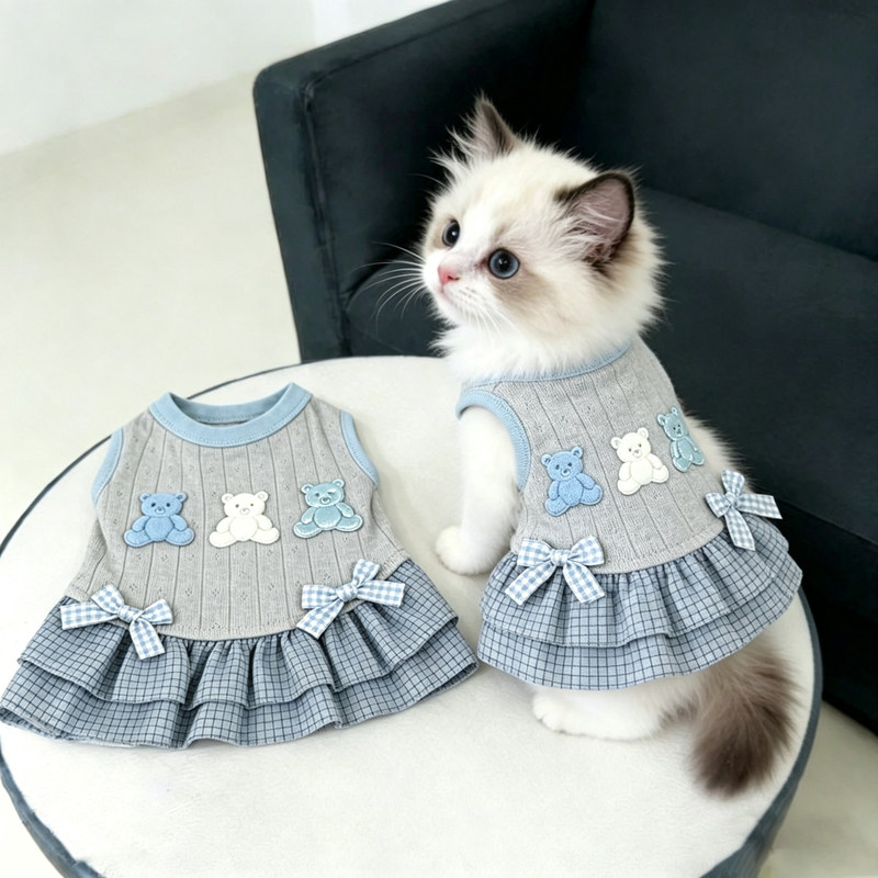 Cat Clothes Spring and Summer Cute Thin Anti-Shedding Vest Dress Ragdoll Golden Tabby Kitten Bow Dress Cat Clothes Spring and Summer Cute Thin Anti-Shedding Vest Dress Ragdoll Golden Tabby Kitten Bow Dress