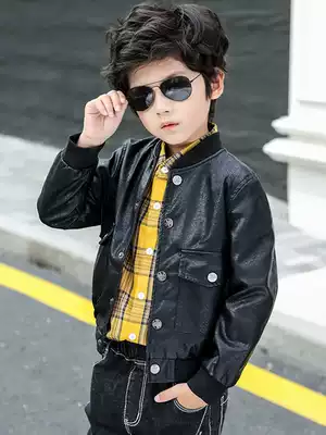 Boys' Spring and Autumn Leather Jacket 2021 New Children's Autumn Locomotive Jackets Korean Handsome Tong Chao Brand