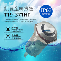 Korea KACON Kekun waterproof metal button T19-371HPB R Y G self-locking ring light convex head button