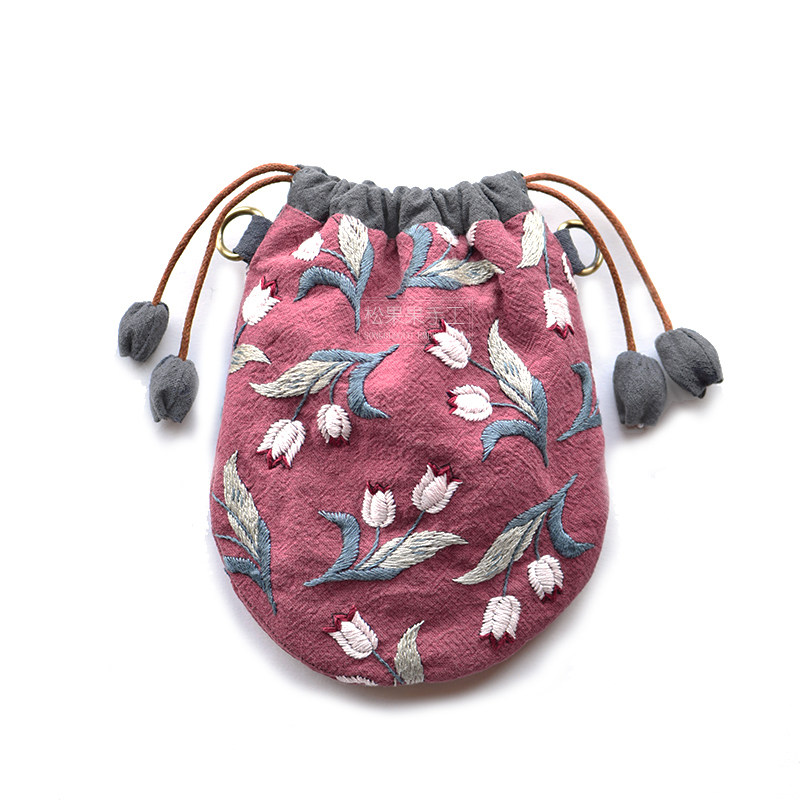 Tulip European-style embroidered embroidered material bag kit handmade DIY cloth art homemade parent-child cableway