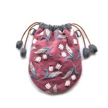 Tulip European embroidery Embroidery material package kit Handmade DIY fabric self-made parent-child oblique cross backpack