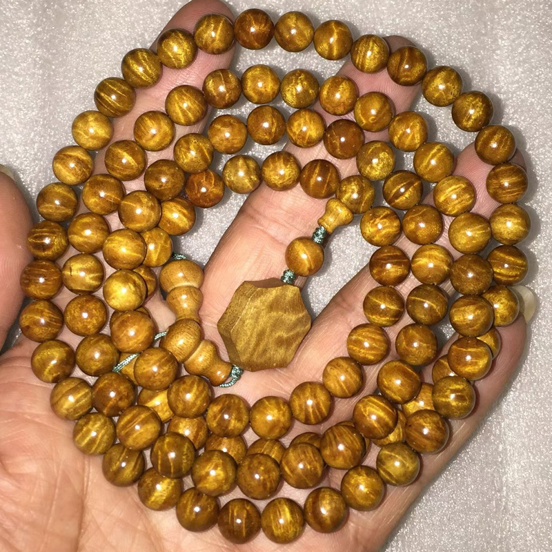 Authentic Golden Silk Nanmu Wood Bracelet 0.8mm Full Dragon Pattern Floral Dragon Pattern Buddhist Beads Unisex Vintage Bracelet Authentic Golden Silk Nanmu Wood Bracelet 0.8mm Full Dragon Pattern Floral Dragon Pattern Buddhist Beads Unisex Vintage Bracelet