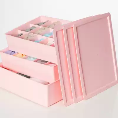 Honey flower underwear storage box three-piece set covered plastic drawer finishing box bra pants socks storage box