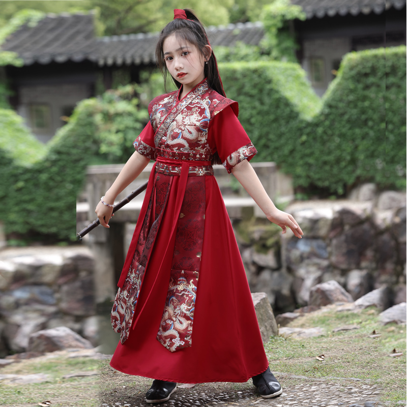 Hua Mulan Children's Clothing, Girls' Hanfu, Chinese Style Female Warrior Costume, Ancient Costume Performance, Martial Arts Style, Brocade Clothing, Mid-Autumn Festival