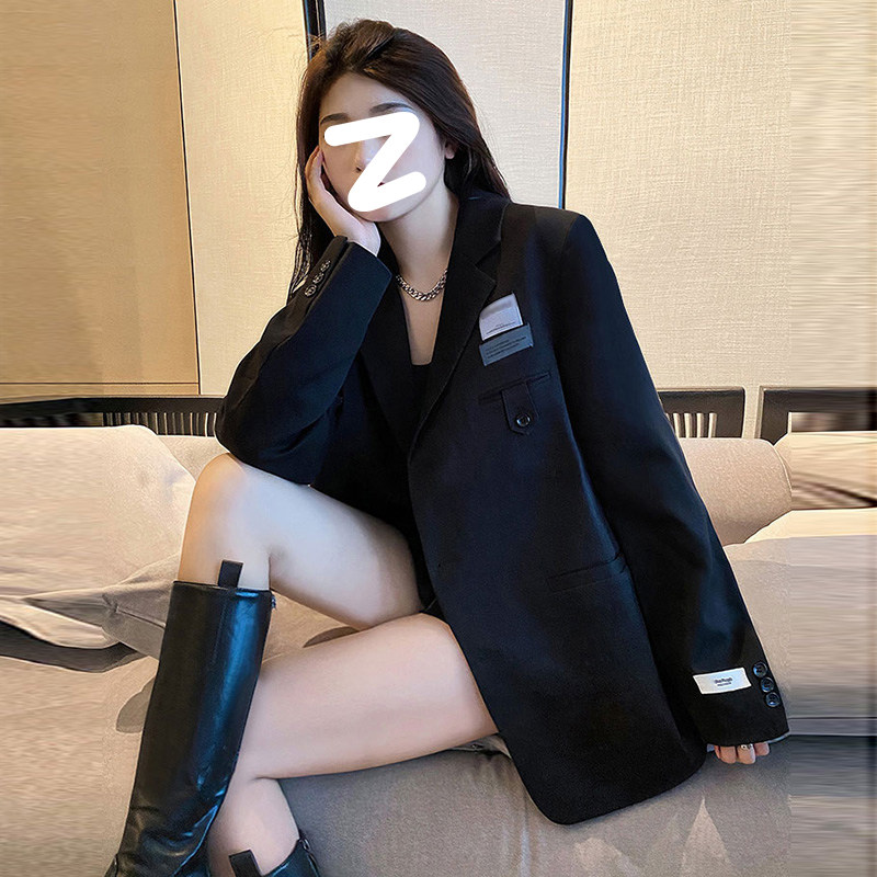 Черный маленький пиджак для костюма женский маленький мужской костюм 2022 осень и зима новый высококачественный хлопковый утолщенный повседневный костюм