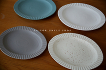 Dressmaking Great Uncle National Instrumental Hem Oval Dish Dinner Plate Dish Flat Pan White Glaze Sesame Glaze Foreign Trade Tailoring