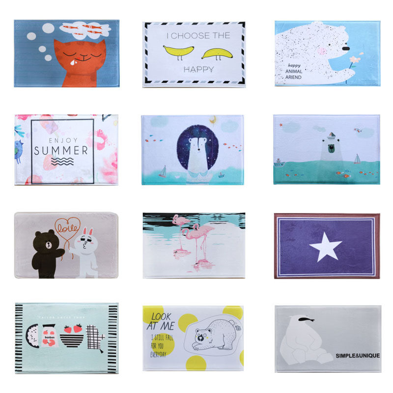 Nordic Plant Door Mats Entrance Door Footbed Dorm Room Student Bedroom Living Room Doormat Floor Mat Kitchen Anti Slip 2 pieces-Taobao