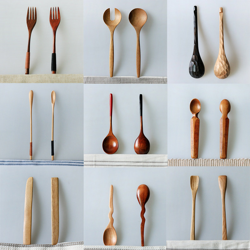 Dressmaking Great Uncle Children Adult Nordic Day Style Solid Wood Spoon Fork Wood Knife Chopsticks Cutlery Suit Promotion-Taobao