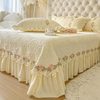 Winter Thickened Milk Velvet Lace Bed Cover Single Piece Three-Piece Set Quilted Cotton Solid Color Short Plush Lace Bed Skirt