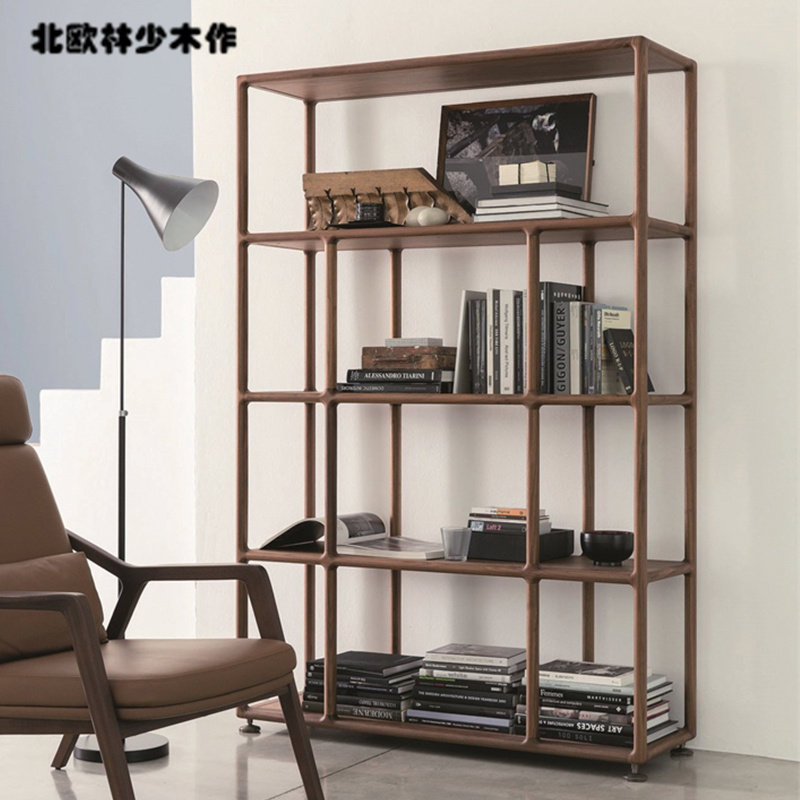 North American black walnut bookshelf display cabinet storage cabinet simple modern floor bookshelf multi-layer combination bookshelf