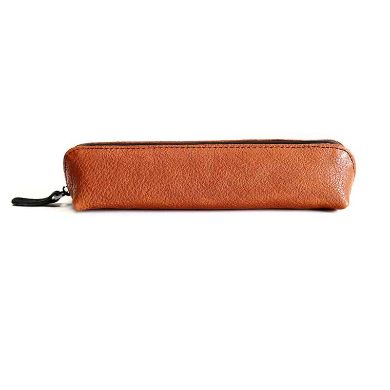 ERAL Traveler series Simple handmade small pen bag Vegetable tanned leather thread seam pen bag Slender style 10 pens storage student stationery pen bag
