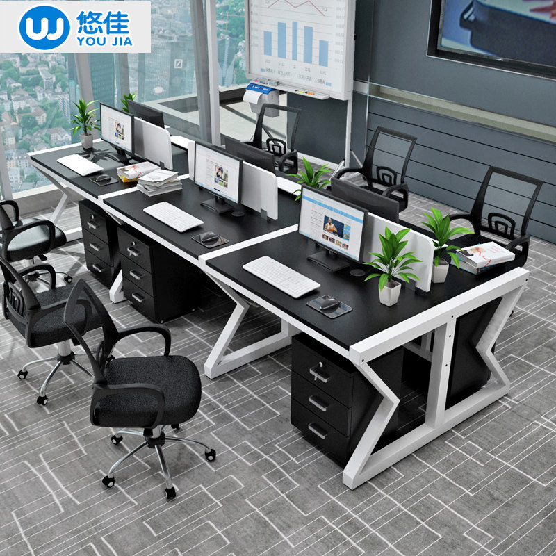 Staff Desk Chair Composition Brief Staff Computer Desk 4 6 People With Screen Holder Office Furniture