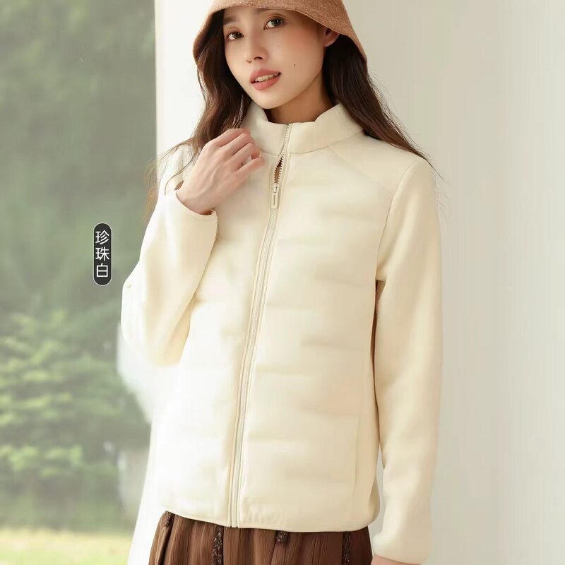 Carefully Selected Stand-Up Collar Cardigan Sweatshirt for Women, Patchwork Jacket, New Autumn and Winter Fleece, Lightweight Air Fleece Jacket, Cotton Clothing