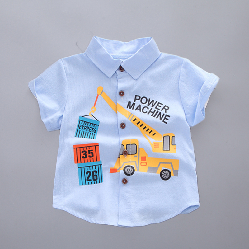 Áo sơ mi nam mùa hè 1 tay ngắn 2 bé nam 3 áo mỏng phần bé trai áo nước ngoài cotton 3 tuổi - Áo sơ mi thời trang trẻ em cao cấp