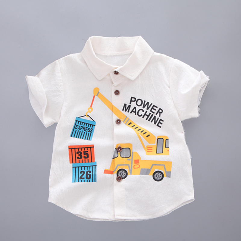 Áo sơ mi nam mùa hè 1 tay ngắn 2 bé nam 3 áo mỏng phần bé trai áo nước ngoài cotton 3 tuổi - Áo sơ mi thời trang trẻ em cao cấp
