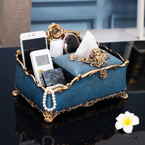 European tissue box Household living room light luxury remote control storage multi-functional American paper box creative coffee table ornaments
