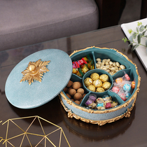 European dried fruit plate grid with cover Candy storage box Living room coffee table High-end light luxury snacks Nut fruit plate