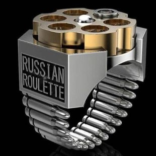 新しい願いクリエイティブロシアンルーレット弾丸型リングヨーロッパとアメリカのパンクスタイルの二色電気メッキリング