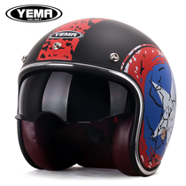 Mustang electric car helmet for men and women Four Seasons Universal Battery helmet summer personality retro Harley locomotive half helmet