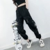 Quần yếm rộng bf chéo quần nữ Harajuku thẳng hoang dã quần harem cỡ lớn màu đen quần mỏng mùa hè - Quần Harem quần harem nữ công sở Quần Harem