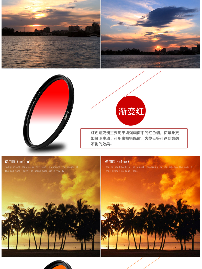Yuanhang tròn gương dốc thiết lập 67 77mm ống kính GND màu xám xám 82 SLR camera 58 Gradient lọc 40,5 4952627282 áp dụng Canon Sony Nikon ảnh ống kính lắp - Phụ kiện máy ảnh DSLR / đơn ốp lưng ipad mini 4